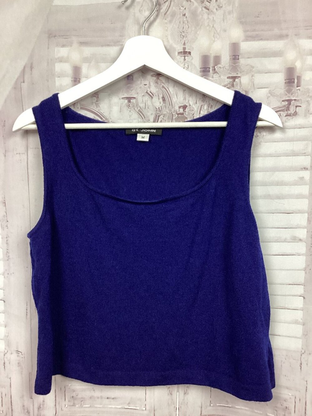St. John Knit Blue Tank Top Cropped Vintage M